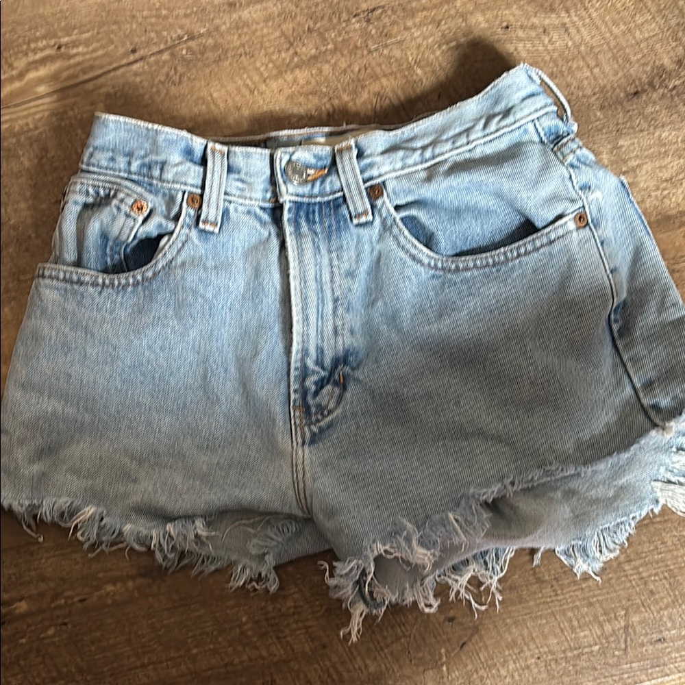GAP Blue Jean Shorts High-Waisted Distressed